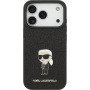 Karl Lagerfeld Rögzített csillám fém Ikonik csillogó tok iPhone 17 Pro készülékhez - fekete