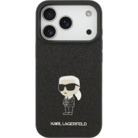 Karl Lagerfeld Fix csillogó fém Ikonik tok iPhone 17 Pro Max-hez - fekete