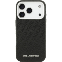 Karl Lagerfeld Mintás ismétlődő logóval tok MagSafe-val iPhone 17 Pro-hoz - fekete