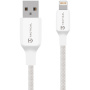 Tactical öltésű fonott töltő és adatkábel - USB-A Lightning-hez - 30 cm - fehér