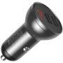 Baseus digitális kijelző autós töltő 2x USB-A porttal - 24W - sötétszürke