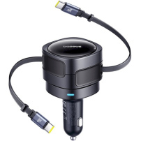 Baseus Enjoyment Max autós töltő kihúzható kábelekkel USB-C - 60W - 0,8 m - fekete