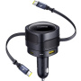 Baseus Enjoyment Max autós töltő szett USB-C / USB-A portokkal és kihúzható USB-C kábelekkel - 90W - 0,8 m - fekete