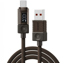 ESSAGER Crystal Clear fonott USB-A - USB-C töltő- és adatkábel - 1 m - barna