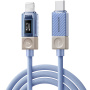 ESSAGER Crystal Clear fonott USB-C - Lightning kábel - 1 m - kék-lila