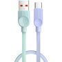 ESSAGER ES-X73 fontott töltő- és adatkábel - USB-A - USB-C - 25 cm - menta-lila