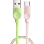 ESSAGER ES-X73 fonott töltő- és adatkábel - USB-A - USB-C - 25 cm - zöld-rózsaszín