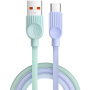 ESSAGER ES-X73 szövetbevonatú töltő- és adatkábel - USB-A - USB-C - 1 m - mentol-lila