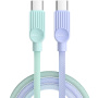 ESSAGER ES-X73 szövetbevonatú töltő- és adatkábel - USB-C - USB-C - 1 m - menta lila