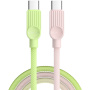 ESSAGER ES-X73 fonott töltő- és adatkábel - USB-C - USB-C - 1 m - zöld-rózsaszín