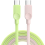 ESSAGER ES-X73 fonott töltő- és adatkábel - USB-C - USB-C - 2 m - zöld-rózsaszín