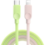 ESSAGER ES-X73 fonott töltő- és adatkábel - USB-C - Lightning - 2 m - zöld-rózsaszín