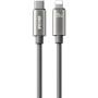 WEKOME WDC-65 szövetbevonatú töltő- és adatkábel - USB-C - Lightning - 1,2 m - szürke