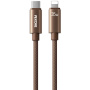WEKOME WDC-65 fonott töltő- és adatkábel - USB-C - Lightning - 1,2 m - barna
