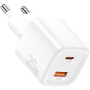 ESSAGER ES-CD54 mini gyorstöltő adapter USB-C / USB-A portokkal - 20W - fehér