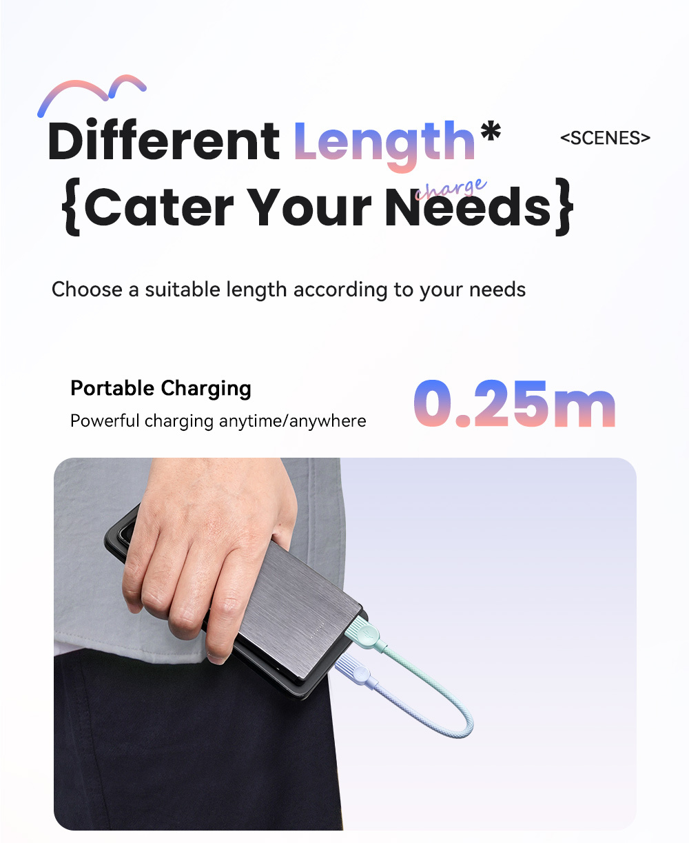 ESSAGER ES-X73 fonott töltő- és adatkábel - USB-A - USB-C - 25 cm - zöld-rózsaszín