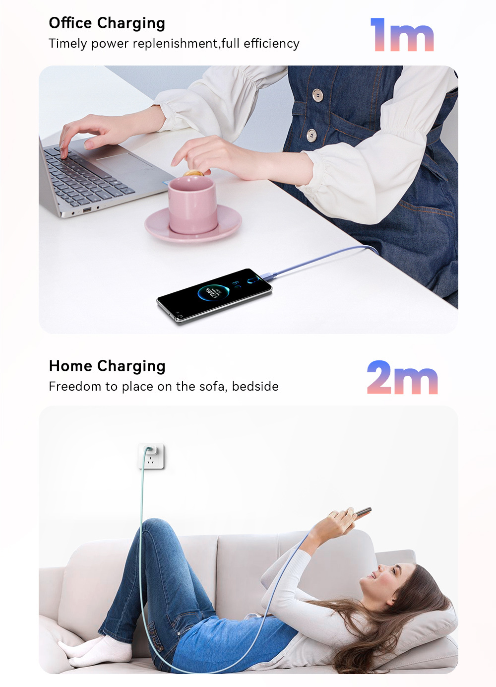 ESSAGER ES-X73 fonott töltő- és adatkábel - USB-A - USB-C - 25 cm - zöld-rózsaszín