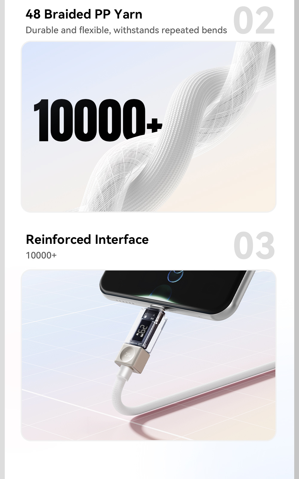ESSAGER Crystal Clear fonott USB-C - Lightning kábel - 1 m - kék-lila