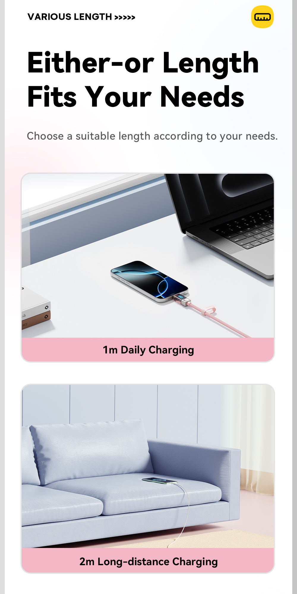 ESSAGER Crystal Clear fonott USB-C - Lightning kábel - 1 m - kék-lila