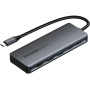 ESSAGER ES-HB01 6 az 1-ben hub - SSD / HDMI / 2x USB-C / 2x USB-A - USB-C - sötétszürke