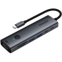 ESSAGER ES-HB03 7 az 1-ben hub - SD / TF kártya slot / HDMI / 2x USB-C / 2x USB-A - USB-C - sötétszürke