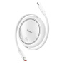 Baseus Free2Pull kihúzható töltő- és adatkábel - USB-C - USB-C - 1 m - fehér