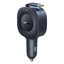 Baseus PrimeTrip VR2 autós töltő szett USB-C porttal és kihúzható USB-C kábellel - 60W - 0,8 m - fekete