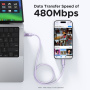 UGREEN Uno font töltő- és adatkábel - USB-C - USB-C - 2 m - lila