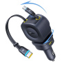 Baseus PrimeTrip VR2 Max autós töltő készlet USB-C / USB-A portokkal és kihúzható USB-C kábelekkel - 163W - 0,8 m - fekete