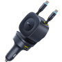 Baseus PrimeTrip VR2 Max autós töltő készlet USB-C / USB-A portokkal és kihúzható USB-C kábelekkel - 163W - 0,8 m - fekete