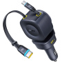 Baseus PrimeTrip VR2 Max autós töltő készlet USB-C / USB-A portokkal és kihúzható USB-C kábelekkel - 163W - 0,8 m - fekete