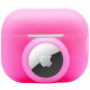 2 az 1-ben szilikon védőtok - AirPods Pro 2 (2022) / AirTag 1 / 2 - sötétben világító rózsaszín