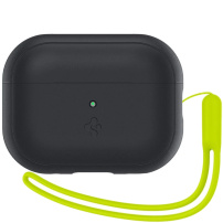 Spigen Silicone Fit szilikon tok hurokkal az AirPods Pro 2 készülékhez (2022) - feketéslime