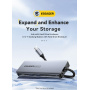 ESSAGER ES-HB01 6 az 1-ben hub - SSD / HDMI / 2x USB-C / 2x USB-A - USB-C - sötétszürke