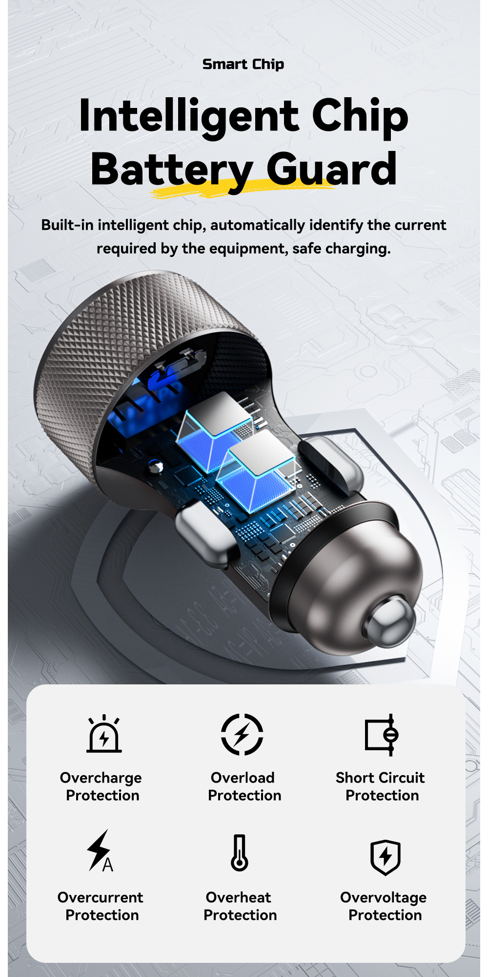 ESSAGER ES-CC21 autós töltő USB-C / USB-A portokkal - 45W - fekete
