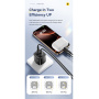 ESSAGER ES-CD54 mini gyorstöltő adapter USB-C / USB-A portokkal - 20W - fehér