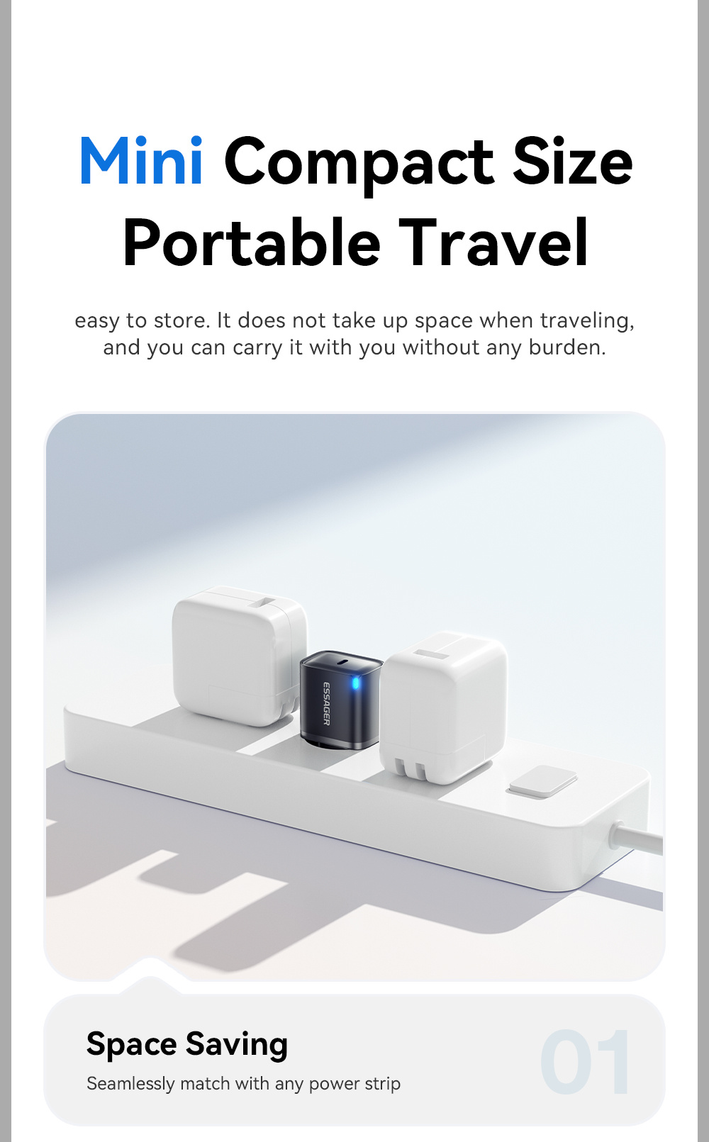 ESSAGER ES-CD52 gyorstöltő adapter USB-C porttal - 30W - fehér
