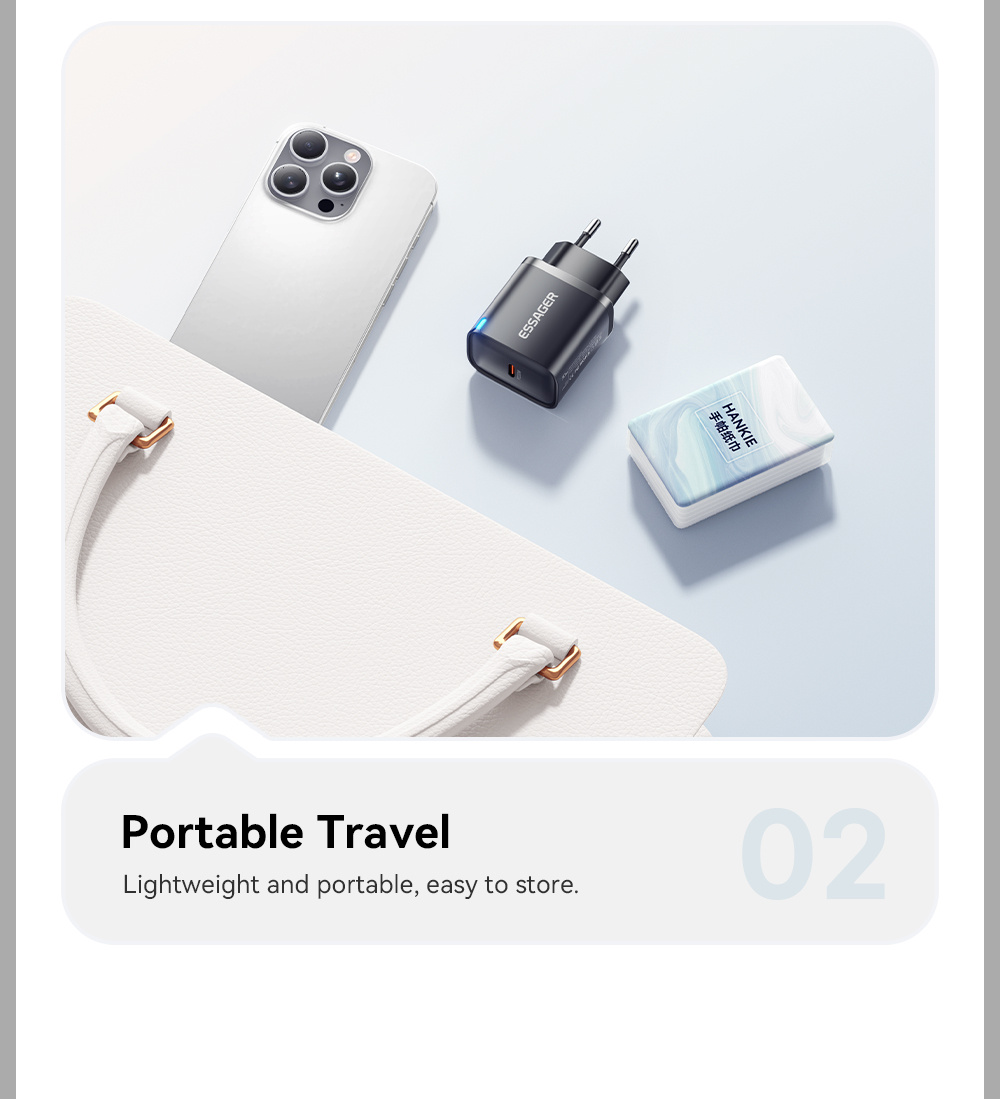 ESSAGER ES-CD52 gyorstöltő adapter USB-C porttal - 30W - fehér