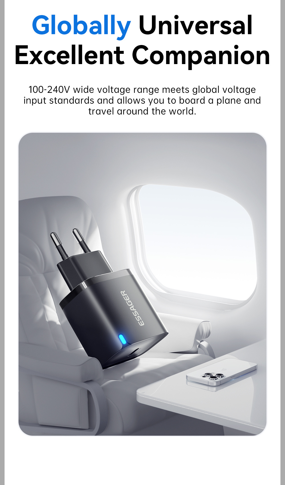ESSAGER ES-CD52 gyorstöltő adapter USB-C porttal - 30W - fehér
