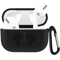 Szilikon tok karabinerrel - AirPods Pro - fekete