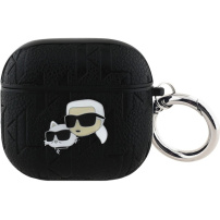 Karl Lagerfeld Embossed Karl and Choupette Heads tok AirPods 4 / 5 - fekete