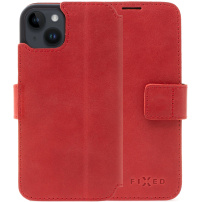 FIXED ProFit bőr flip cover tok - iPhone 14 Plus - piros
