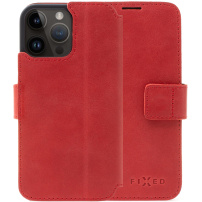 FIXED ProFit bőr flip cover tok - iPhone 14 Pro Max - piros