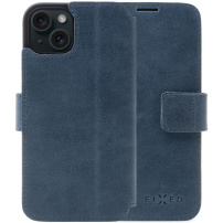 FIXED ProFit bőr flip cover tok - iPhone 15 - sötétkék