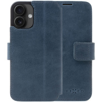 FIXED ProFit bőr flip tok iPhone 16 Plus készülékhez - sötétkék