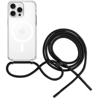 FIXED MagPure Neck átlátszó tok nyakpánttal és MagSafe támogatással iPhone 16 Pro Max készülékhez - fekete