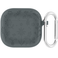 Virágmintás szilikon tok AirPods 4 / 5 - sötétszürke