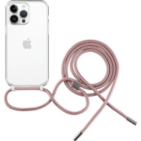 FIXED Pure Neck átlátszó tok zsinórral iPhone 13 Pro készülékhez - rózsaszín