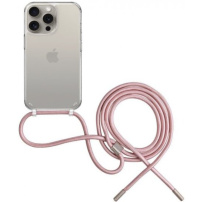 FIXED Pure Neck transzperens tok zsinórral - iPhone 15 Pro - rózsaszín