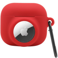 2 az 1-ben szilikon védőtok - AirPods 3 / AirTag 1 / 2 - piros